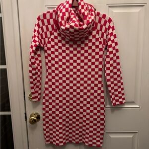 Pink and White Checkered Mini Dress